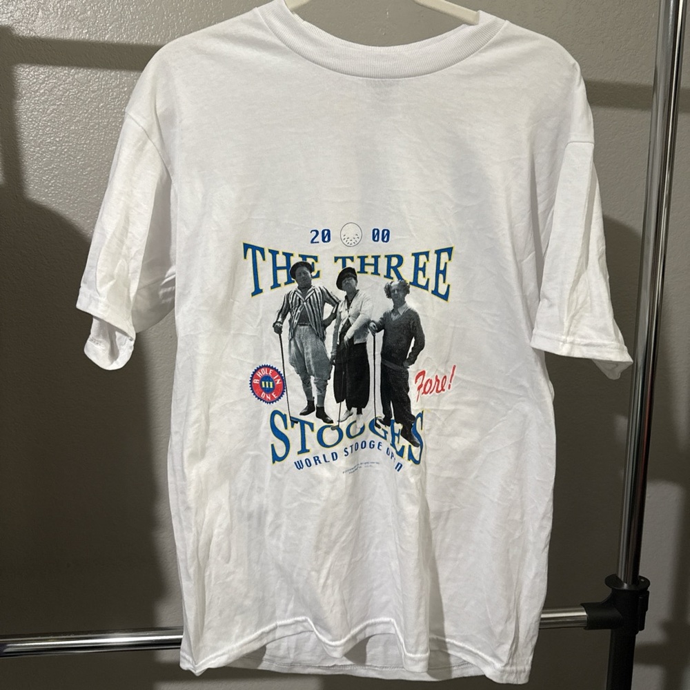 Vintage The Three Stooges Golf White Graphic T-Shirt